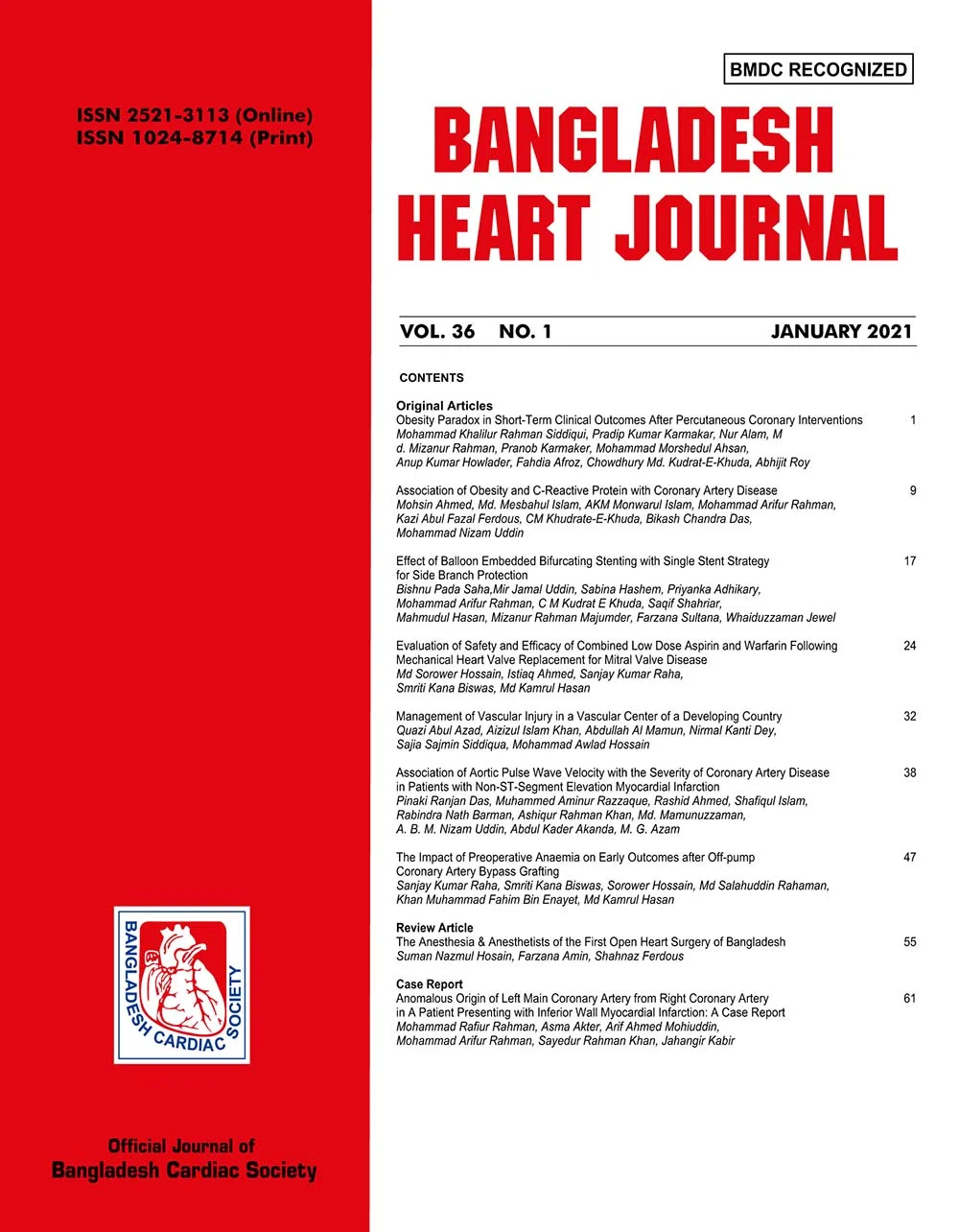 Bangladesh Heart Journal Volume 39, Issue 1
